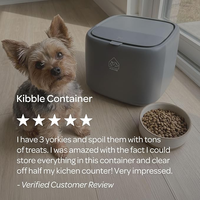 4 Cats & Dogs Kibble Food Container – 10L Pet Food Storage with Airtight Lid, Measuring Cup & Drain Plug – Freshness-Sealed Plastic Dispenser for Cat & Dog Food, Keeps Kibble Safe & Organized
