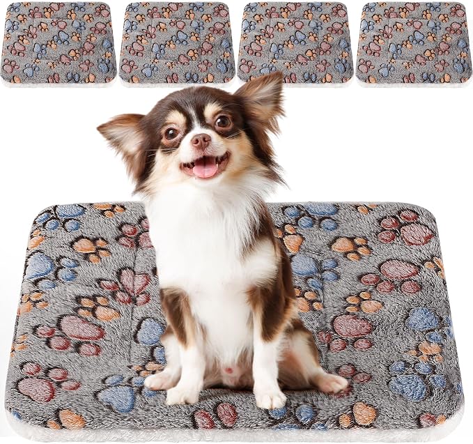 4 Pack Soft Pet Bed Mat Small Dog Crate Fleece | Tuanse Soft Pet Beds Mat Small Dog Crate Fleece,23 X 18 Inches,Gray