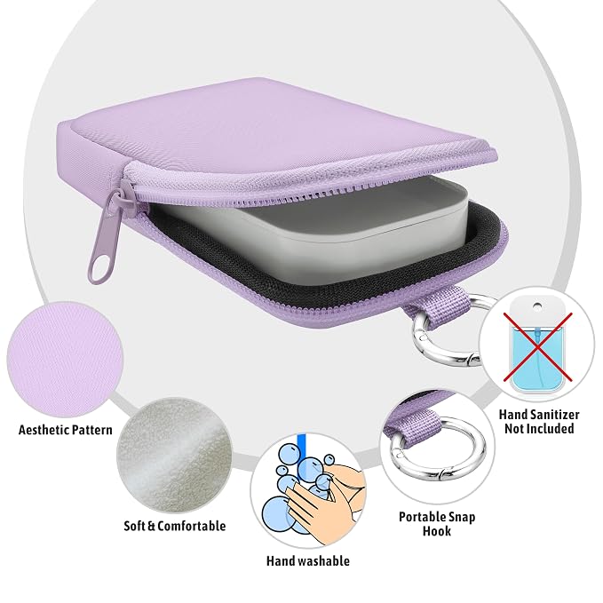 Hand Sanitizer Holder, Purple Spray Case Zippered Pouch | Keychain, Travel Size, Cute Fashion Accessory with Snap Hook, for Glow Mist and Power Mist 1FL OZ, Mini Small Pocket Clip on