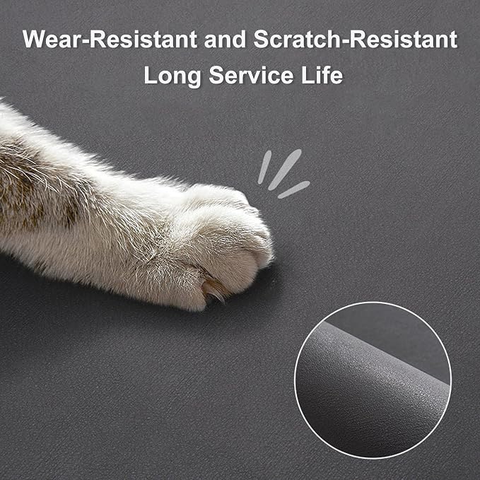 YCT Cat Food Mat for Pet Dog Feeting Mats, Cat Mat for Food and Water, Non-Slip Super Absorbent, with Multiple cat Heads Logo，18.1 x 11.8 inches, Dark Grey (Pack of 2)
