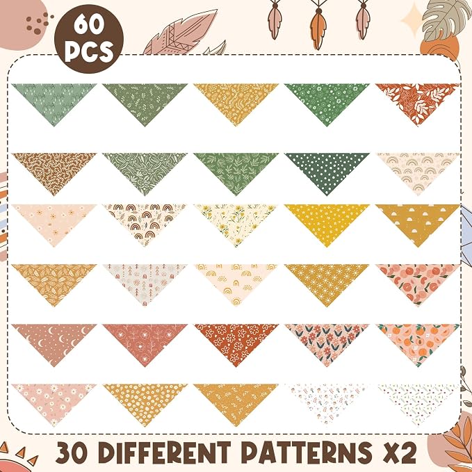Sanwuta 60 Pcs Summer Bandana for Dog Bulk Flower Dog Bandanas Adjustable Dogs Bibs Triangle Scarf Pet Costume for Small to Large Pet(Flower, Large)