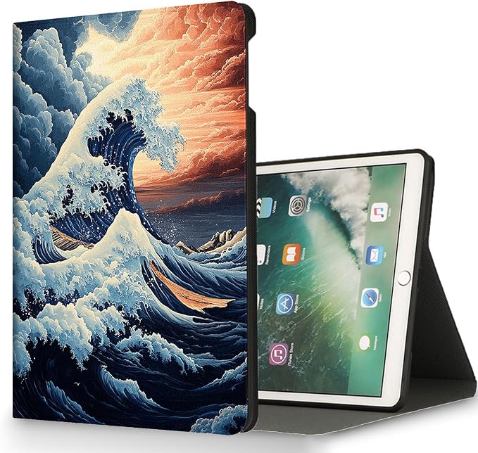 for Microsoft Surface Pro 7 Plus,Surface Pro 7/6/5/4 12.3" Tablet Case,Auto Wake/Sleep,Adjustable Stand Protective Cover - Wave Art