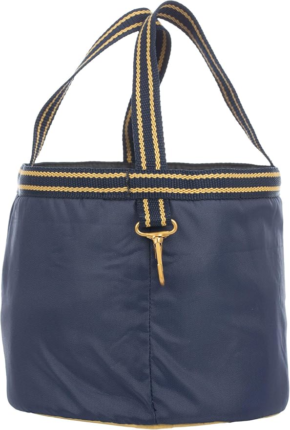 Equinavia Darby Mini Grooming Tote Bag for Horses, Dogs, Cats | Riding Supplies Organizer with 8" x 8" x 8.5" Interior - Navy/Gold - One Size
