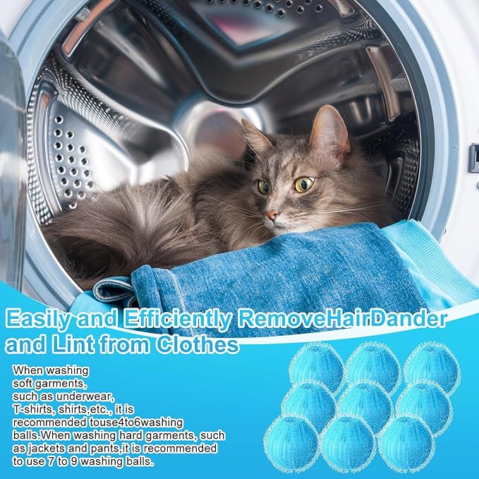 14 Pcs Pet Hair Remover Tool Set Including 2 Removal Gloves and 12 Laundry Catchers Reusable Pet Hair Remover for Furniture Car Couch Clothe Bedding
