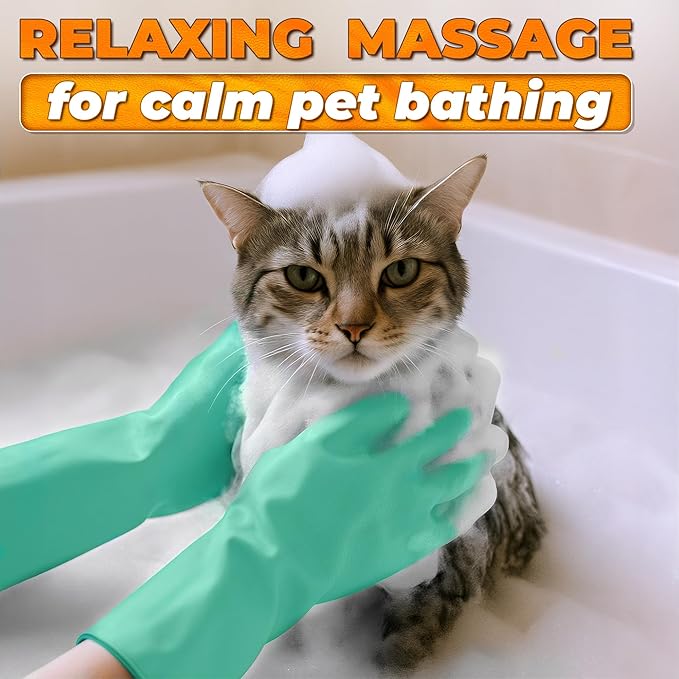 Cat & Dog Shampoo Gloves with 3000 Soft Bristles | 2-in-1 Dog Bath Gloves for Massage, Grooming & Clean Wet or Dry