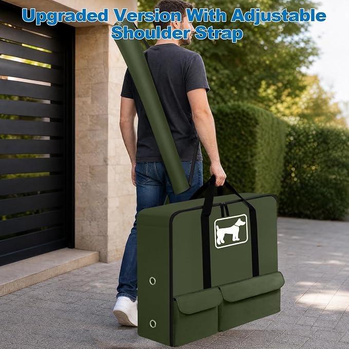 SIRUITON Thick 600D Dog Playpen Storage Bag Fits 32" H 8 Panels & 9 Stakes | Dog Fence Travel Bag for Foldable Exercise Pet Playpens Designed for Camping and RV Trips with Reinforced Double Handles