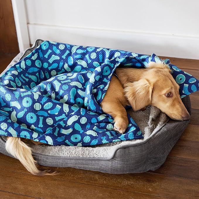 Dock & Bay Pet Towel - Super Absorbent & Quick Drying Dog Towels with Bag - 100% Recycled - A Dogs Dinner, Large (120x70cm, 47x27)