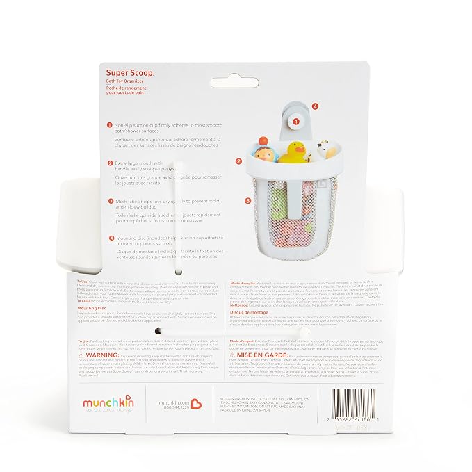 Munchkin Super Scoop Hanging Bath Toy Organizer, Grey
