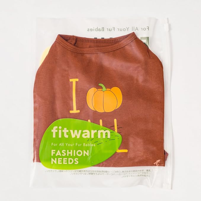 Fitwarm I Love Fall Dog Shirt, Thanksgiving Outfit for Small Dogs Boy Girl, Pet Clothes, Brown, Orange, Yellow, Medium