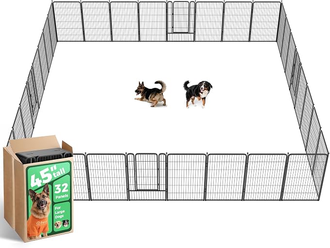 FXW Rollick Dog Playpen, Indoor, Yard & RV Camping, 45" H, 32 Panels | Easy setup, Heavy-duty, DIY layouts, for Large Dogs, Patented