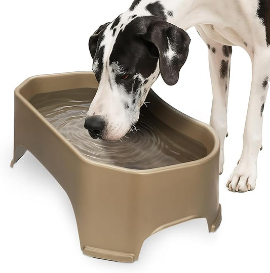 Neater Pet Brands Extra Large Water Bowl for Dogs, Outdoor Dog Water Bowl (2.25 Gallon XL Capacity), Big Trough Style Food Dish for Indoors or Outside, No Spill Large Dog Bowls, Champagne
