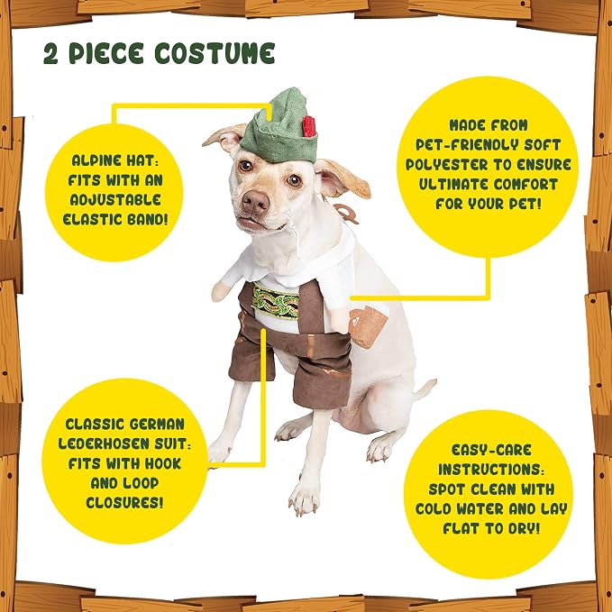 Pet Krewe German Oktoberfest Dog Costume & Cat Costume Medium - Barktoberfest Halloween Dog Costume - Perfect for Halloween, Christmas Holiday, Parties, Photoshoots, Gifts for Dog & Cat Lovers