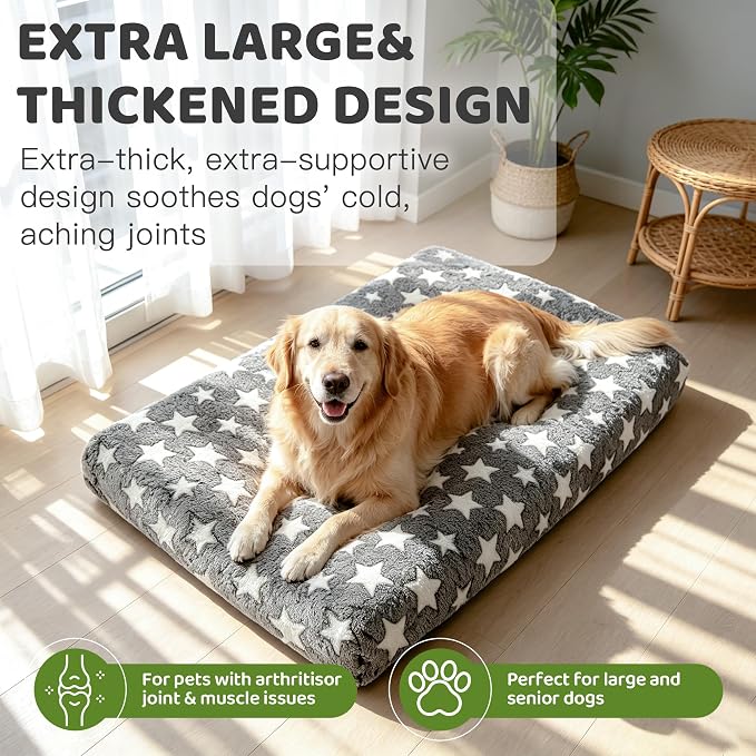 Orthopedic Dog Bed for Large Dogs with Removable Washable Cover | Orthopedic foam support, egg-crate design for joint pain relief, breathable cover, non-slip bottom, crate-friendly travel bed