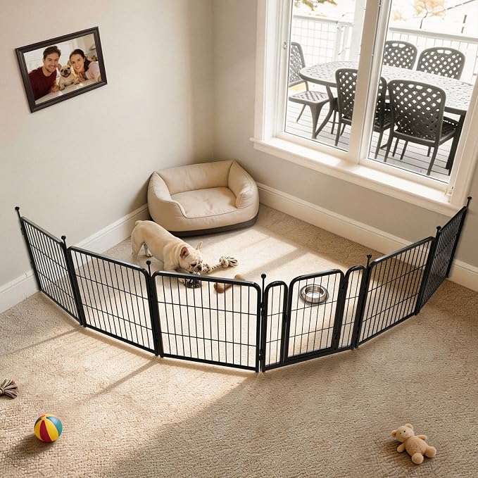 FXW Rollick Dog Playpen with Fence-to-Wall Anchors, 24"H, 6 Panels | Heavy-Duty & Easy setup Play Area, Flexible Boundaries, Indoor & Yard, For Puppies & Small Dogs, Patented
