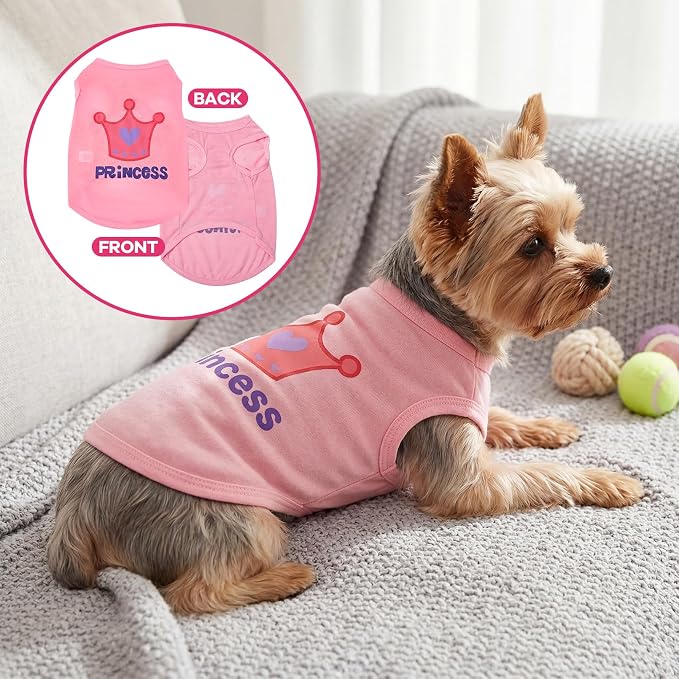 hoyuwak 4 Pieces Pet Shirts Funny Dog Printed Clothes Cool Breathable Puppy Sleeveless Vests Dog Outfit for Summer