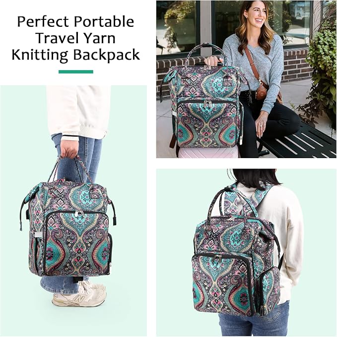 crochet bag,knitting bagBackpack and Tote Bag Storage Bag ，Large capacityYarn Storage Organizer Travel Crochet Bag Women Carrying Crochet Accessories Knitting Needles Crochet