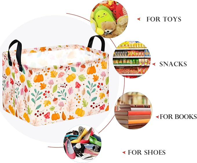 Baby Storage Basket Nursery Box Laundry Hamper Organization Bins for Toys and Clothes with Handles (Leaf)