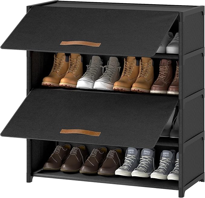 5 Tier Shoe Cabinet with Door, 20-Pair Storage, Black | Ideal for Daily Family Use, Door Keeps Shoes Dust-Free, Stops Pets from Chewing, Simple Tool-Free Install