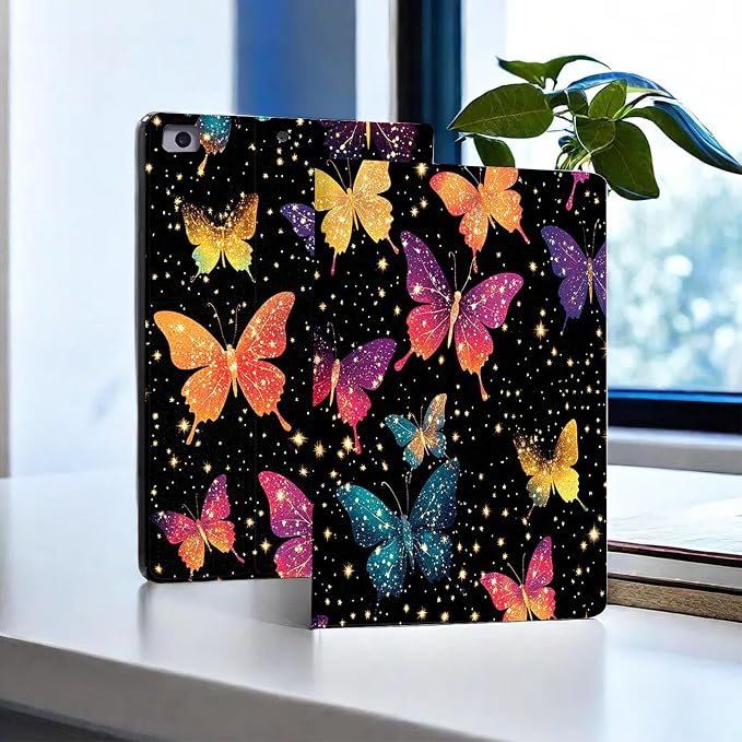 for Microsoft Surface Pro 11/10/9-13" 2024/2022 Tablet Case,Auto Wake/Sleep,Adjustable Stand Protective Cover - Colorful Butterfly Glitter