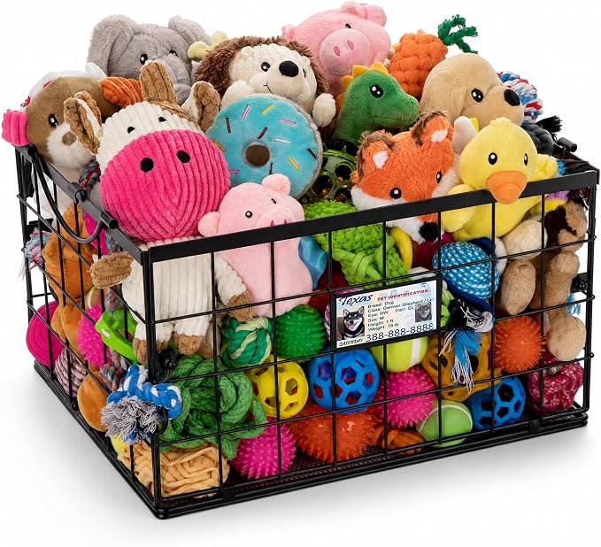 Dog Toy Basket, Storage Bin for Pet Toys, Organizer for Dogs (Black, Large)
