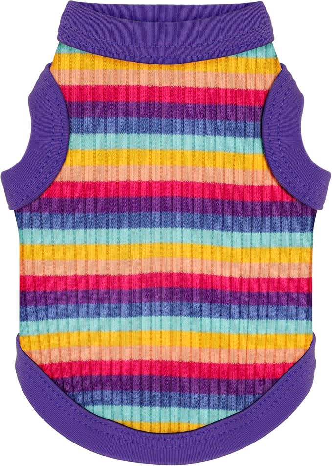 Elevate Your Pet's Comfort Fashion: Premium Cotton Rib Dog Shirt Vest for Small Breeds Like Chihuahuas, Yorkies .Year-Round Style with Tank-Style Puppy Attire Purple&Rose Red XX-Small