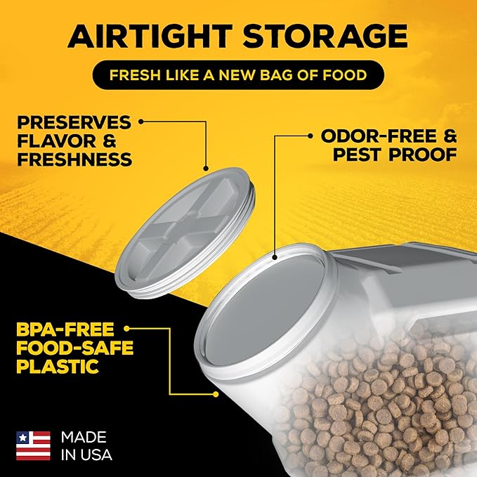 Vittles Vault Airtight Stackable Pet Food Storage Container Up to 60lbs | With Sealing Lid for Dry Pet Food, Made in USA, Measures 14.5 In L x 19 In H