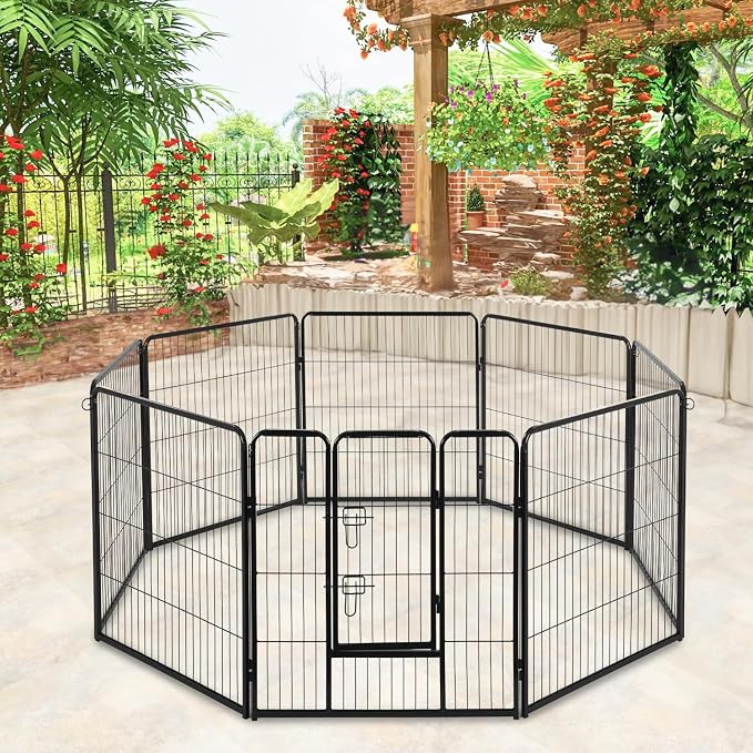 BestPet | Dog Playpen | 40", 8 Panels | Heavy Duty Metal Pet Exercise Pen | Indoor/Outdoor Fence Panels | Rust-Resistant, Removable, Tool-Free Setup | Anti-Skid, Expandable Design