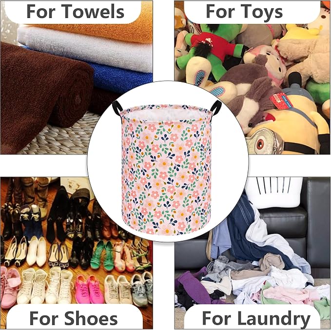 MAIZMZ Girls Storage Basket,Room Decor Laundry Hamper,Waterproof Clothes Organizer for Women Toy Box Large Canvas Collapsible Chest for Home/Dorm/Kitchen/Pet/Office/Closet/Shelf/Gifts