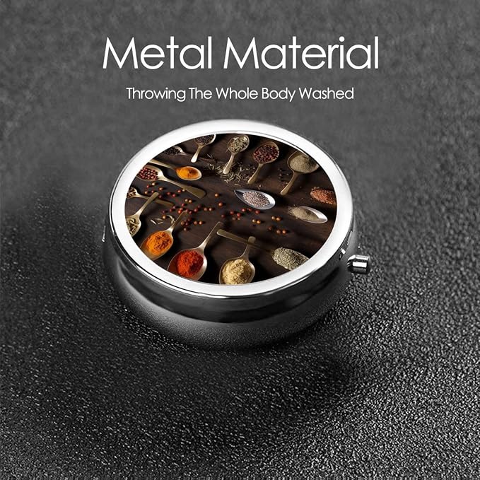 Round Pill Box Various Spices Pill Case for Purse & Pocket 3 Compartment Pill Organizer Portable Travel Pillbox Medicine Pill Holder Container for Daily Vitamin Cod Liver Oil Storage