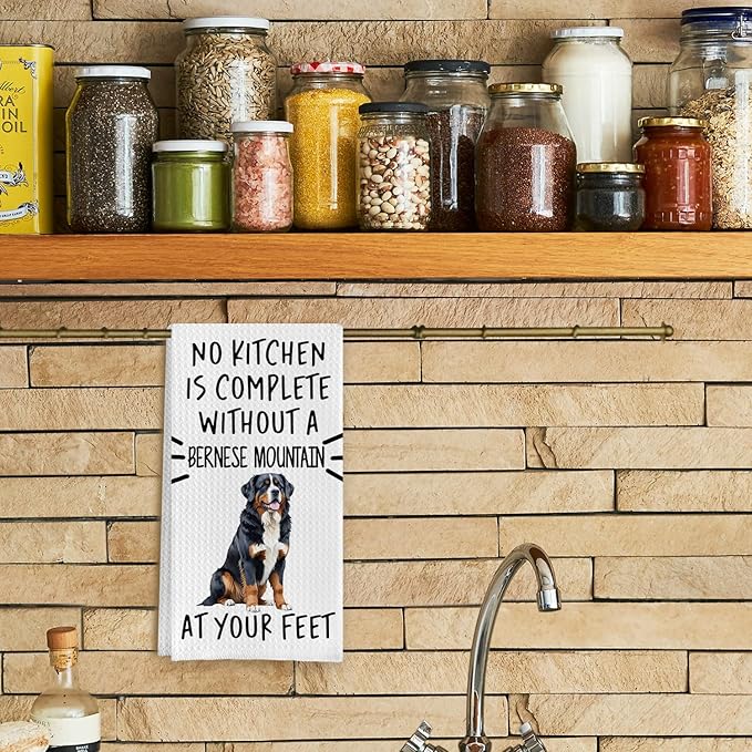 Bernese Mountain Dog Kitchen Towels, Bernese Mountain Dog Gifts, 16x24 Inch Cotton Waffle Weave Dish Towels