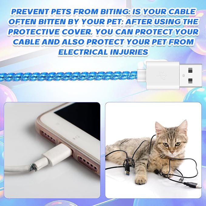 Friends 10 Pcs Cord Protectors from Pets No Chew 43.3'',Cool Colors | Spiral Cable Protector, Phone Charger Cover, Data Cable Protective Sleeve Chew Proof, USB Wire Cover Stylish, Cat Dog Rabbit