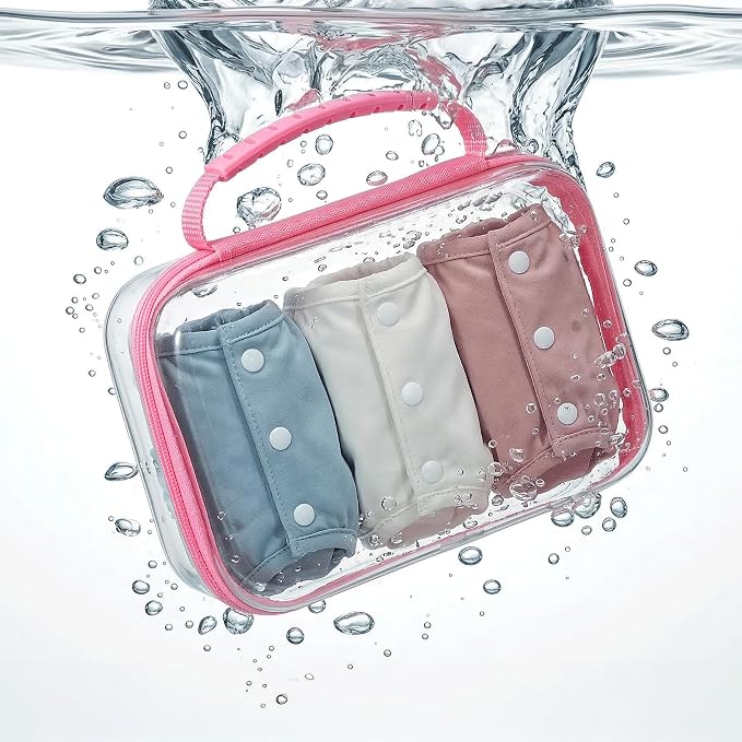 Clear Hard Shell Organizer Cases, 3 Pack with Handle | Durable PET shell with water-resistant, scratch-resistant surface for travel, toiletries, electronics and toys