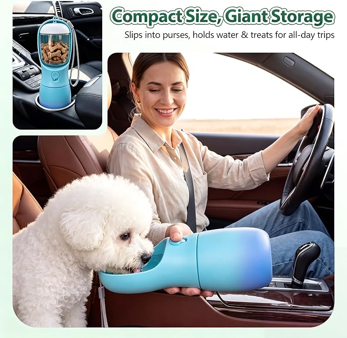 Dog Water Bottle Puppy Essentials, Portable Filtered Dispenser with Travel Dog Food Storage Container, Pet Supplies Gifts Stocking Stuffer Treat Pouches for Pet Training Outdoor Walking Hiking Camping