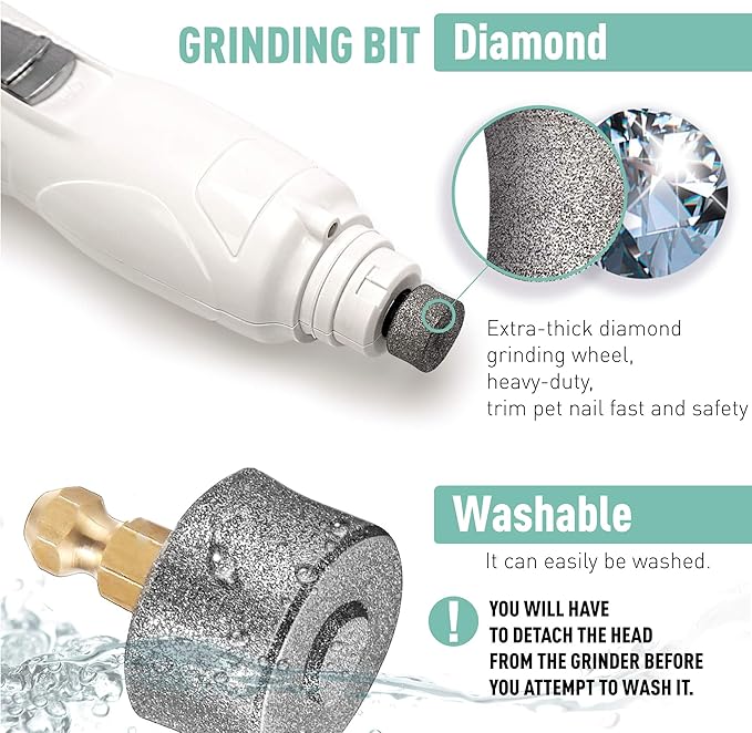 REXIPETS Dog Nail Grinder Replacement Head - Pet Nail Grinder Diamond Tip for Paws- 2 Pack Professional Dog Claw Grinder Bits Replaceable Diamond Nail Grinder Wheel (Tall)
