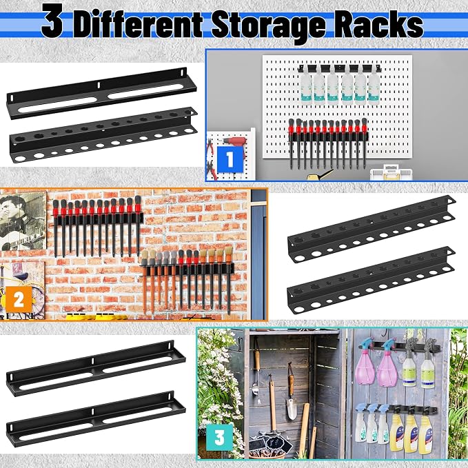 Detail Brush Holder Spray Bottle Rack, Car Detailing Brush Holder, Wall Mount Detail Brush Rack for Garage Workshop Hole