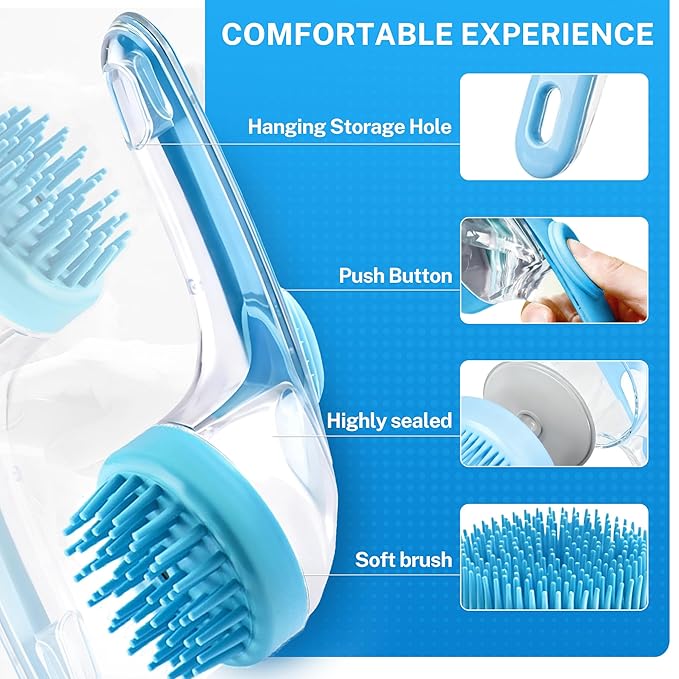Pet Bath Massage Brush, Bath Scrubber for Dogs, Gentle Silicone Pet Bath Brush for Dogs & Cats (1.5mm Firm Bristles)