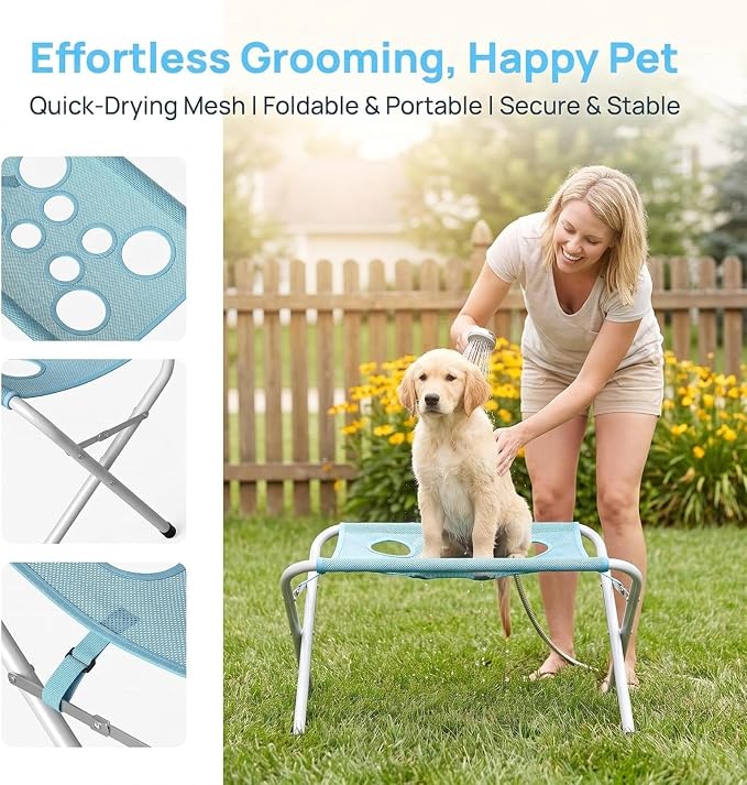 Foldable Pet Bathing Stand, Portable Dog Shower Grooming Rack | Foldable Pet Bathing Stand Provides Stable Support for Dogs During Bath Time, 44 LBS Weight Capacity, Grooming Hammock