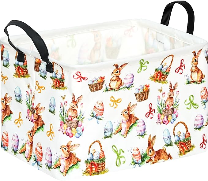Gift Toy Storage Basket for Girls and Boys, Storage Organizer for Nursery Hamper Home Bedroom Laundry Hamper Shelf Easter Baskets
