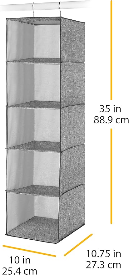 Whitmor Hanging Accessory Shelves 5 Open Sweater Shelves Crosshatch Gray
