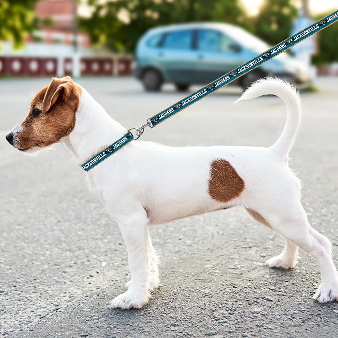 Pets First NFL Licensed Jacksonville Jaguars Pet Leash, Size Small – Durable Satin Dog & Cat Walking Strap and Pet Tether with Embroidered Team Name & Logo