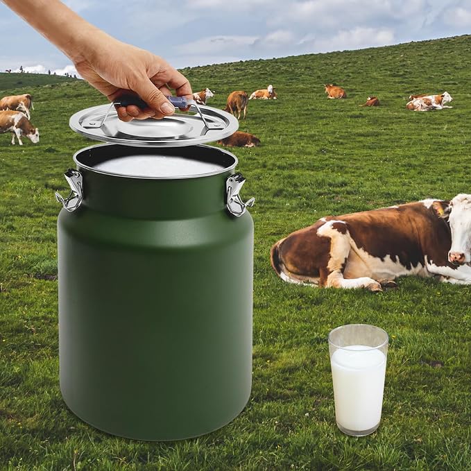 12L Stainless Steel Rice Storage Container with Airtight Lid&Handle, Green | Secure 3-Buckle Locking Lid, Portable Handle and Wide Opening, Stores Rice, Flour, Pet Food, Tea, Oil, Milk, Grains