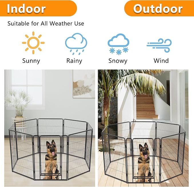 BestPet Dog Playpen, 40 Inch 8 Panels Pet Exercise Pen, Indoor Outdoor Dog Fence for RV, Camping, Yard, Black