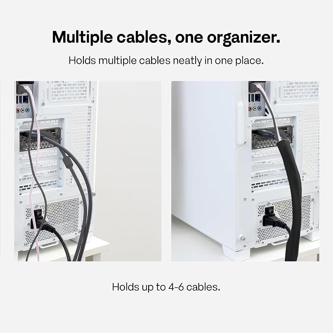 Pixio 10FT Tubing Cable Sleeve – 1/2 inch Flexible Cable Management Sleeve for PC, Gaming, TV & Office, Wire Organizer for Desk Cable Cleanup