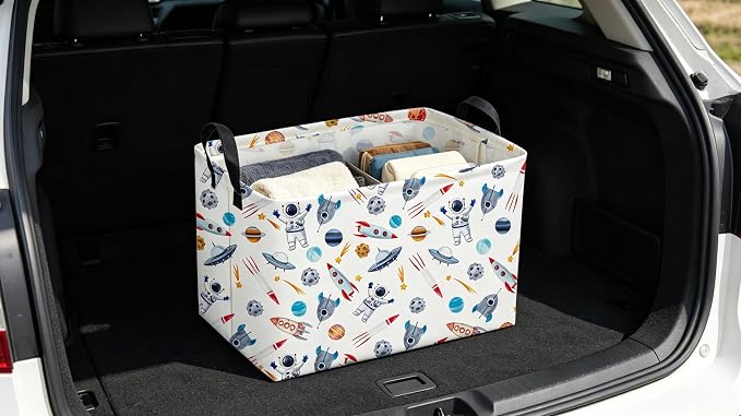 Sanjiaofeng Rectangular Astronaut Basket,Dirty Clothes Basket,Party Baskets,Space Room Decor(Rocket)