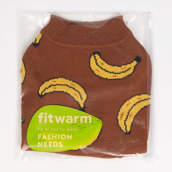 Fitwarm Banana Dog Sweater, Thermal Dog Winter Clothes for Small Dogs Boy Girl, Pet Outfit, Brown, Yellow, Small