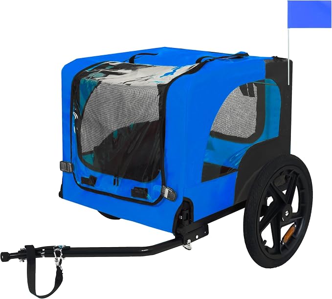 ZeHuoGe Pet Bike Trailer for Small to Medium Pets, Pet Cart Bicycle Wagon,23.62”x17.71” Roomy Cabin, Foldable & Portable, Universal Fit for 20”-29” Bikes