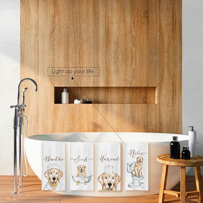 Golden Retriever Gifts Hand Towels Set of 4, Golden Retriever Gifts for Lovers Women, Dog Decor Hand Towels for Bathroom,16x24 Inches