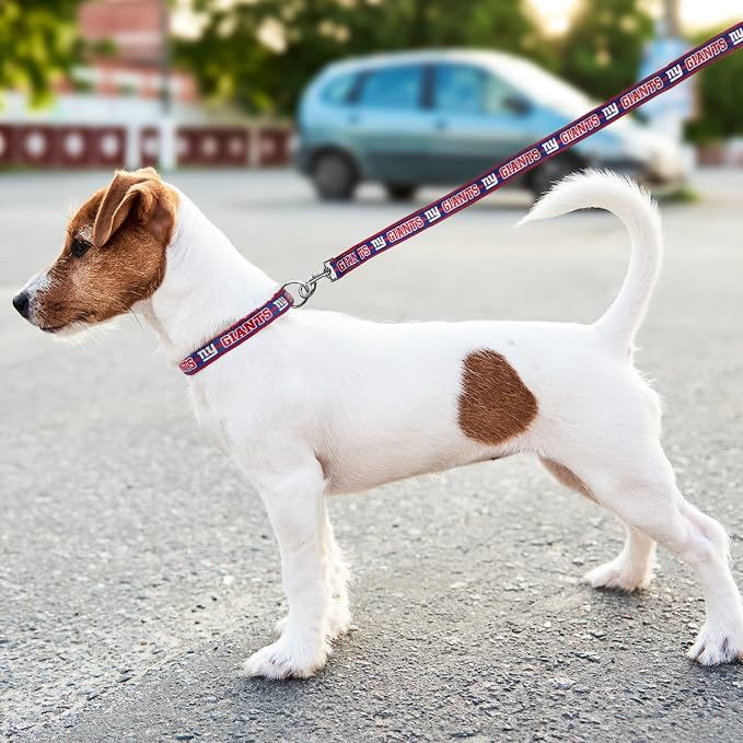 Pets First NFL Licensed New York Giants Pet Leash, Size Medium – Durable Satin Dog & Cat Walking Strap and Pet Tether with Embroidered Team Name & Logo