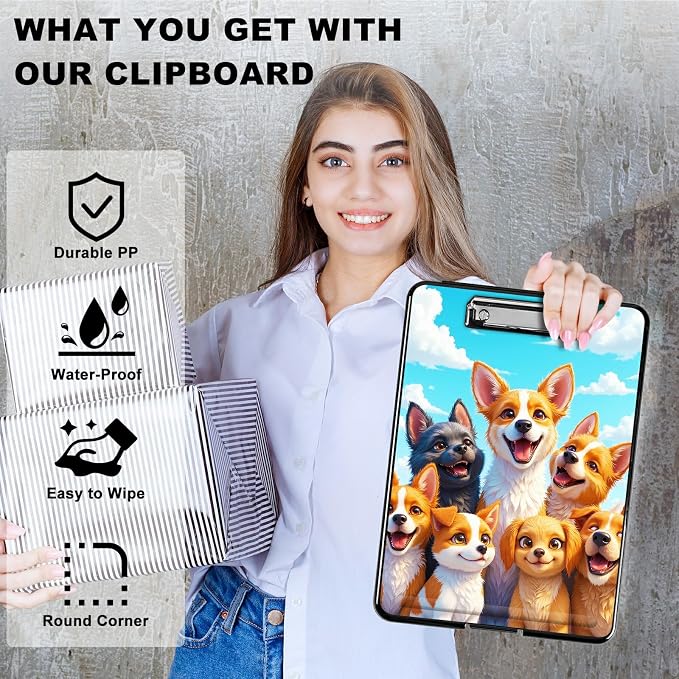 Heavy Duty Storage Clipboard, Slim Nursing Clipboard with Internal Pen Case, Portable File Organizer Case for A4 Letter Size Paper Office Medical Professionals, Blue Sky Seven