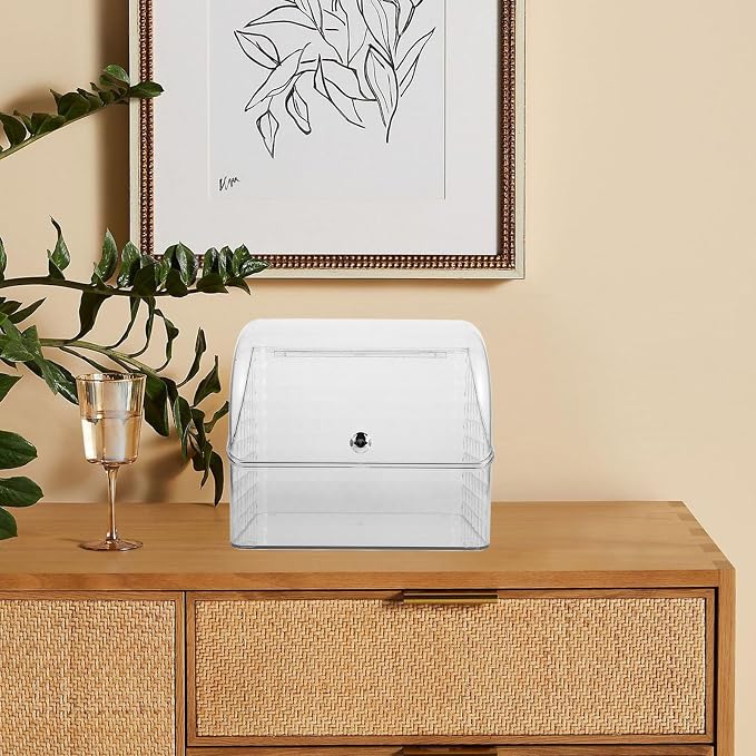 Makeup Organizer with Lid, Pet Pp Countertop Storage Box | Cosmetics Display Case, Convenient Categorization and Spacious Storage